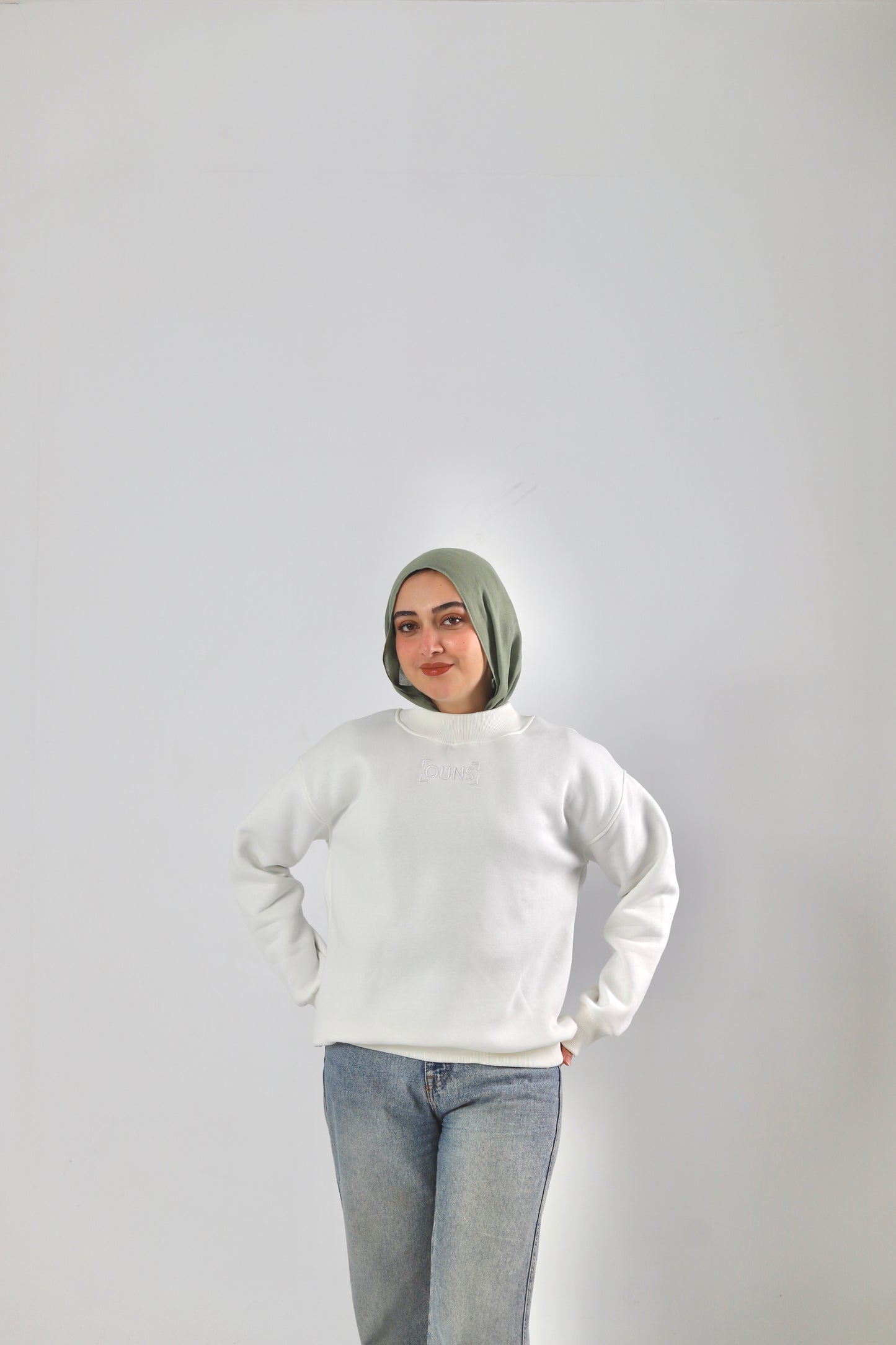 Grey Cropped Wool Jacket + White Crewneck bundle